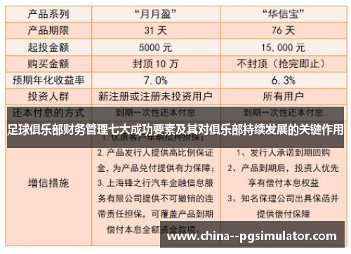 足球俱乐部财务管理七大成功要素及其对俱乐部持续发展的关键作用 足球俱乐部财务管理七大成功要素及其对俱乐部持续发展的关键作用